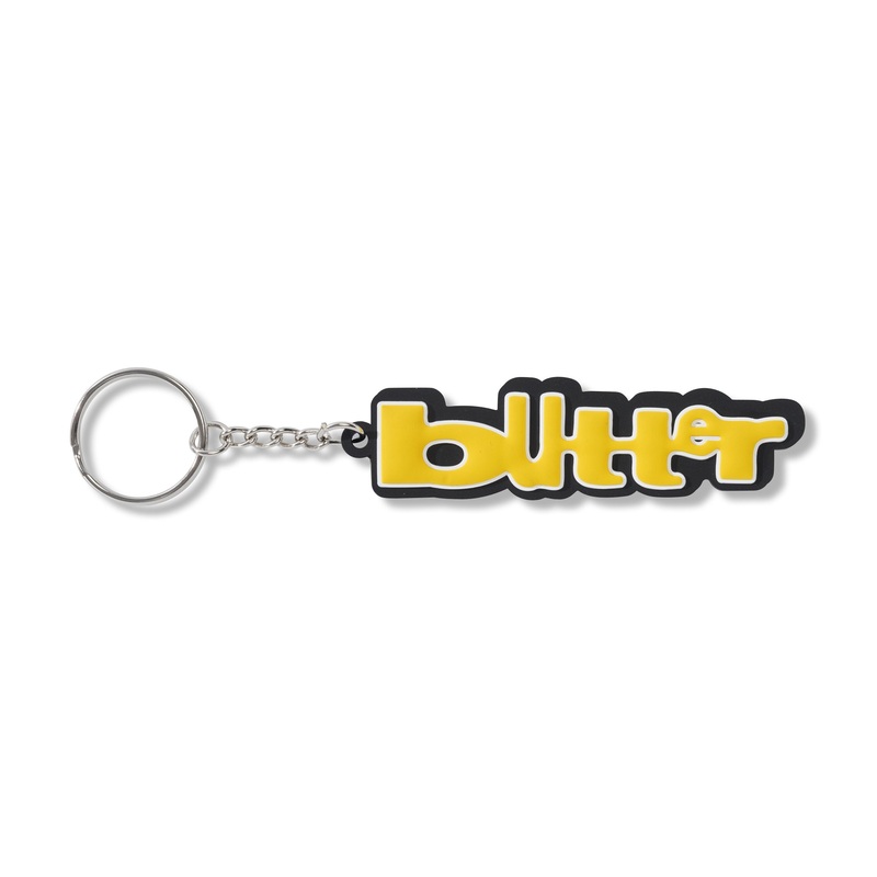 Warped Rubber Key Chain, Black / Yellow
