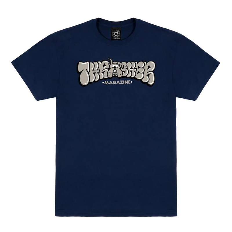 Thrasher Skateboard Magazine Bully T-Shirt Navy