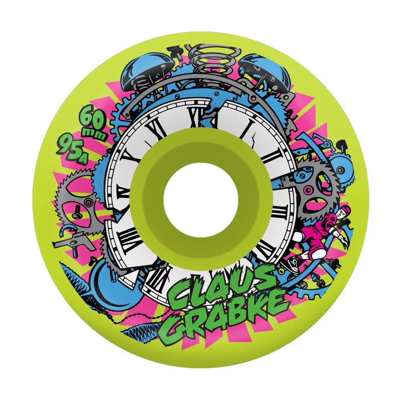 60mm Claus Grabke Exploding Clock Neon Green 95a Slime Balls Skateboard Wheels