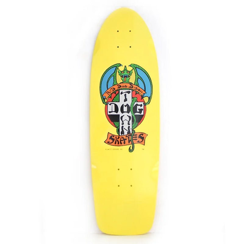 Dogtown 9 x 30.575 OG Red Dog 70s Rider Bright Yellow (MODERN CONCAVE) Skateboard Deck