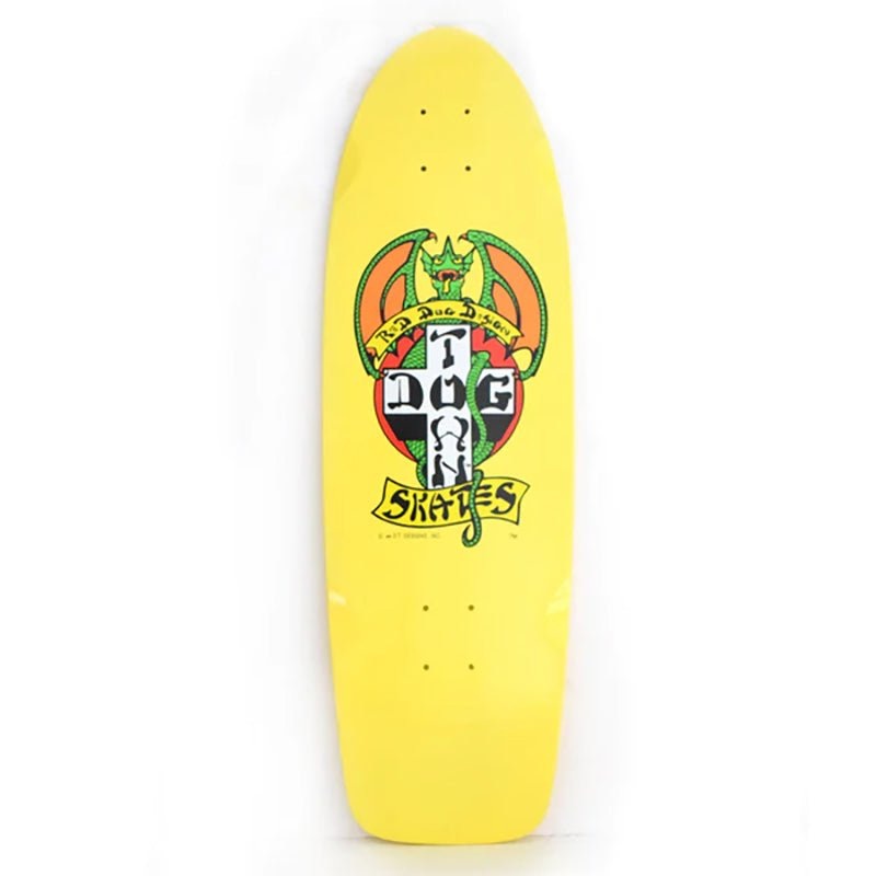 Dogtown 9 x 30 OG Red Dog 70s Classic Bright Yellow Skateboard Deck