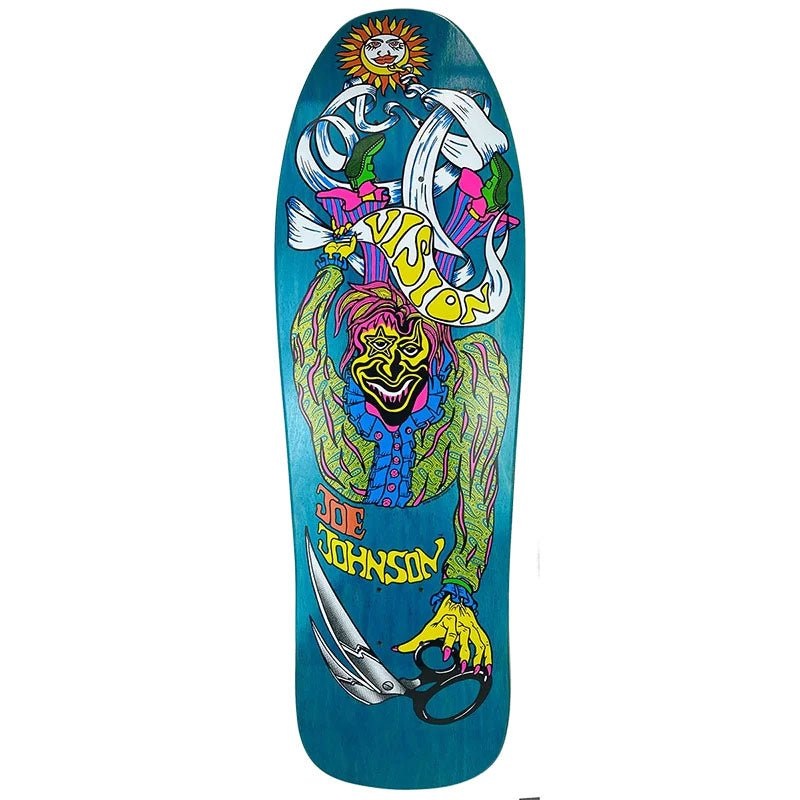 Vision 9.5 x 32 Joe Johnson Scissors Turquoise Stain Skateboard Deck