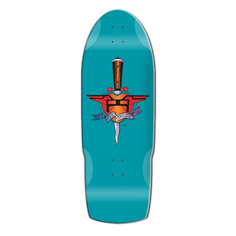 Santa Monica Airlines 10.5 x 31 Teal Dip Heart Attach (SMA) Skateboard Deck