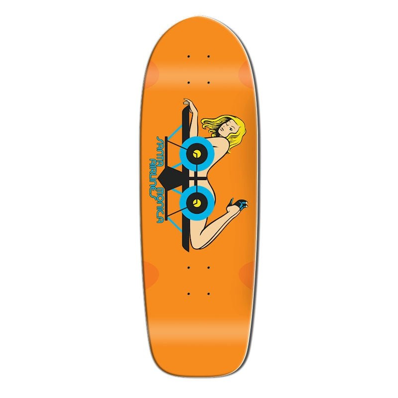 Santa Monica Airlines 9.5 x 29.25 Orange Dip Girl on a Plane (SMA) Skateboard Deck