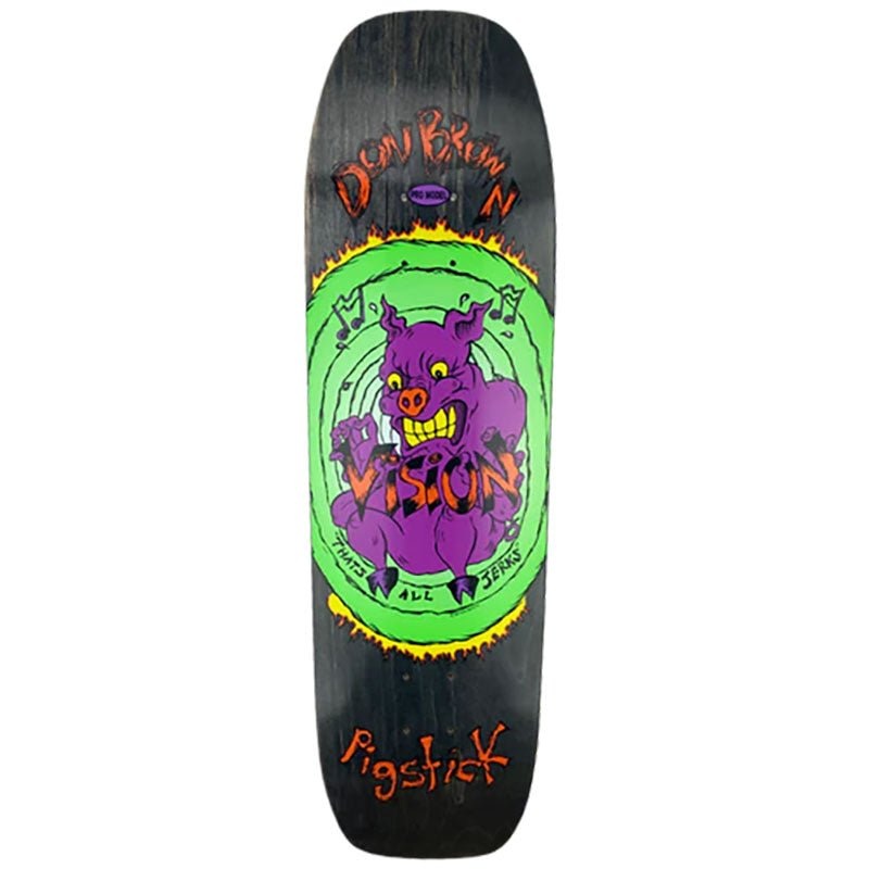 Vision 8.75 x 32.25 (BLACK STAIN) Don Brown Pig Stick Modern Shape Skateboard Deck