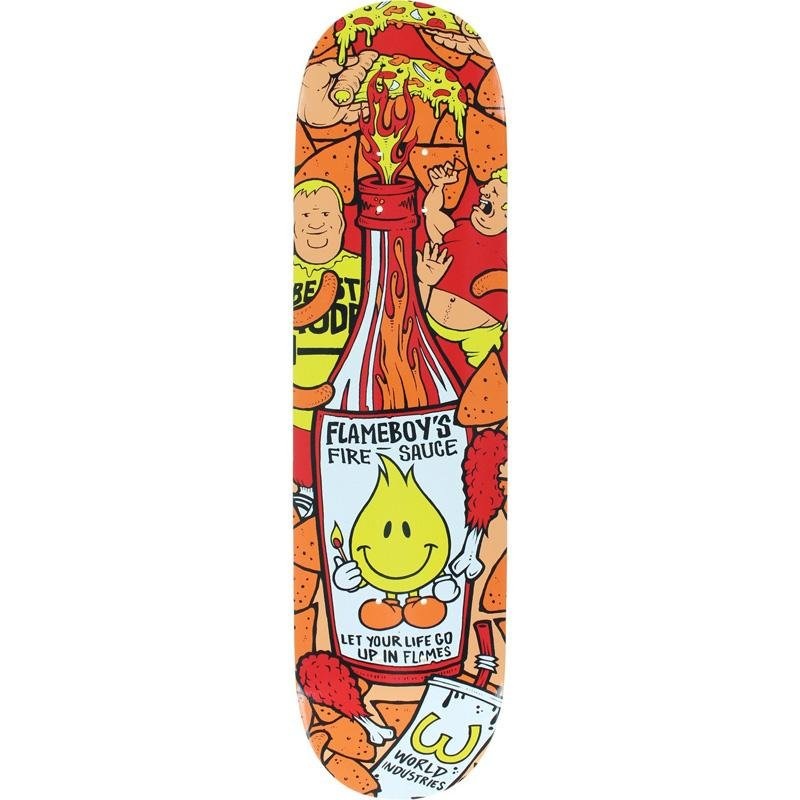 World Industries 8.25 x 32 Flameboy-Fire Sauce Skateboard Deck