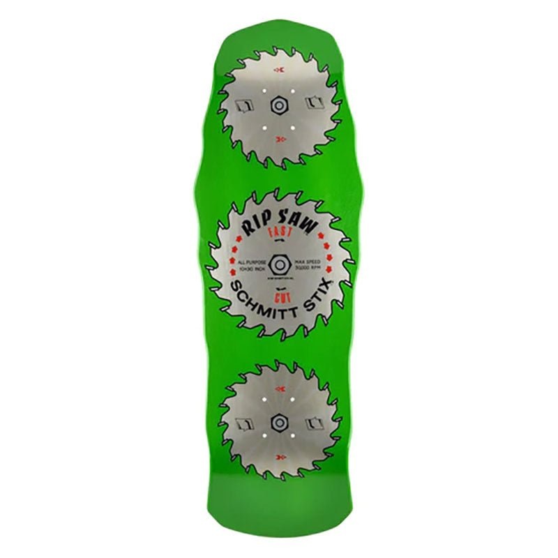 Schmitt Stix 10 x 30 Ripsaw Modern Concave LIME STAIN Skateboard Deck