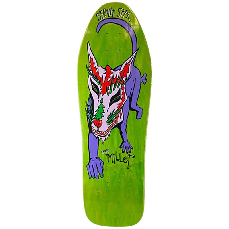 Schmitt Stix 10 x 31.875 Chris Miller Dog Large Re-issue GREEN STAIN Skateboard Deck