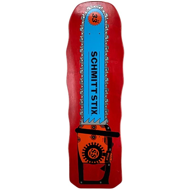 Schmitt Stix 10 x 33 Chainsaw (RED STAIN) Skateboard Deck