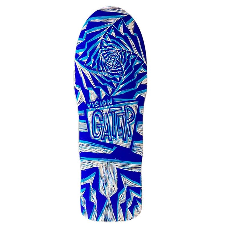 Vision 10.25x 29.75 Gator II Woodcut Art by Sean Starwars White/Blue Dip Skateboard Deck
