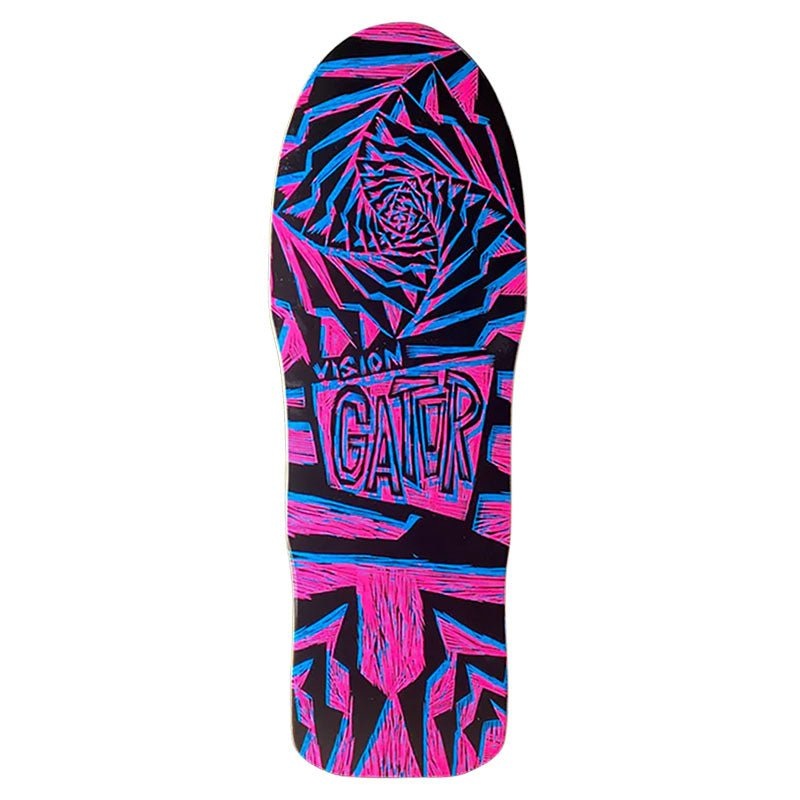 Vision 10.25x 29.75Gator II Woodcut Art by Sean Starwars Pink/Blue Stain Skateboard Deck