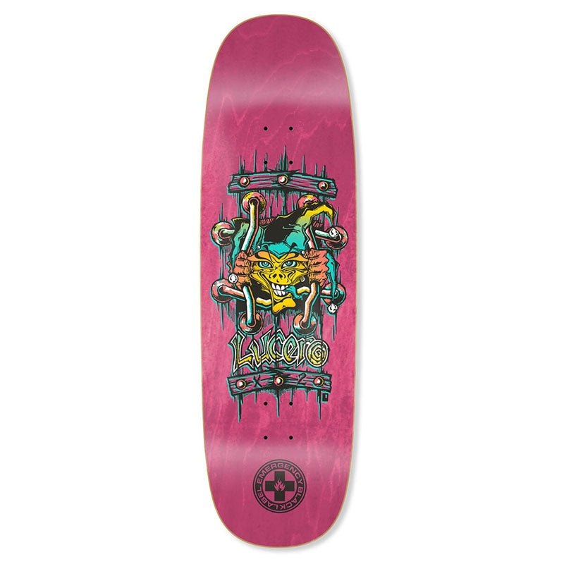 Black Label 9.5 LUCERO X2 TUGBOAT Dark Red Stain Shaped Skateboard Deck