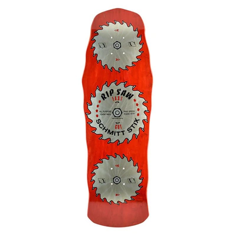 Schmitt Stix 10 x 30 Ripsaw Modern Concave RED STAIN Skateboard Deck