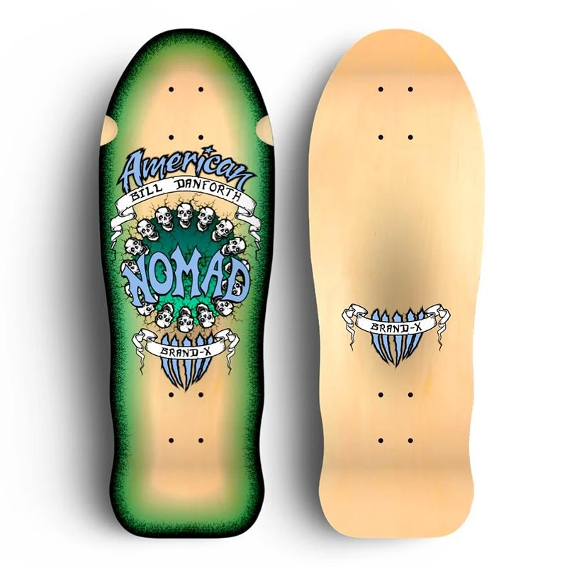 Brand-X Bill Danforth Circle of Skulls 10x 30 Limited Edition, HAND PAINTED NATURAL Skateboard Deck