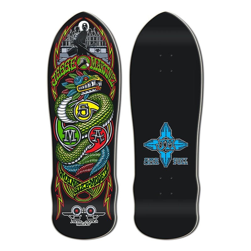 Santa Monica Airlines 9.875 x 31.375 JESSE MARTINEZ SNAKE Series 4 BLACK DIP Skateboard Deck