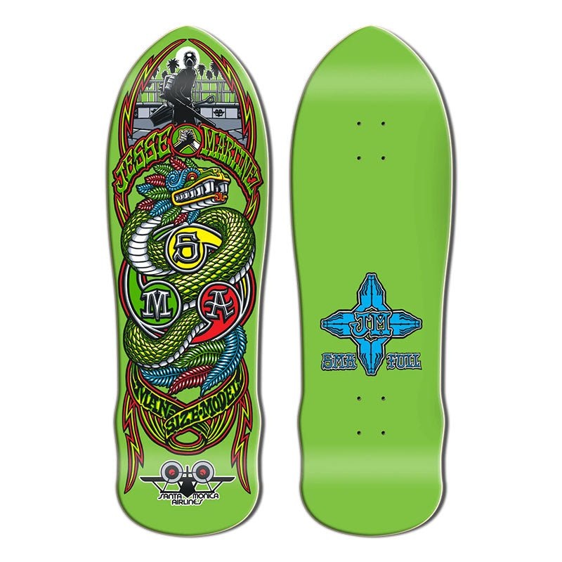 Santa Monica Airlines 9.875 x 31.375 JESSE MARTINEZ SNAKE Series 4 GREEN DIP Skateboard Deck