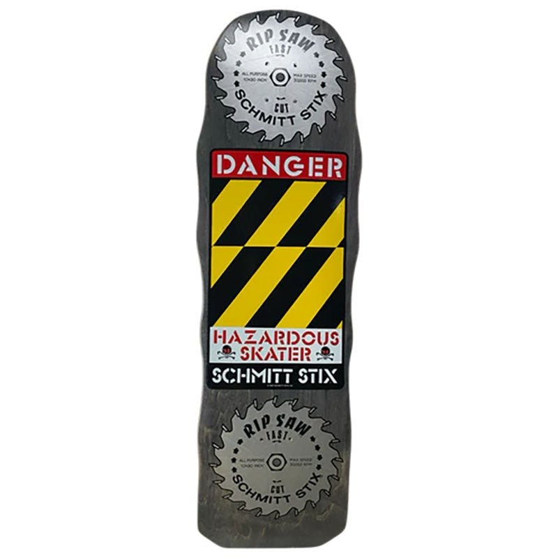 Schmitt Stix 10 x 33 BLACK STAIN Danger Saw Skateboard Deck