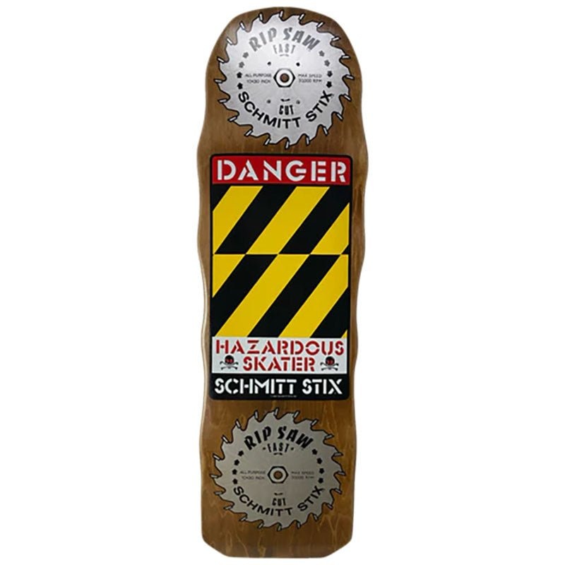 Schmitt Stix 10 x 33 BROWN STAIN Danger Saw Skateboard Deck