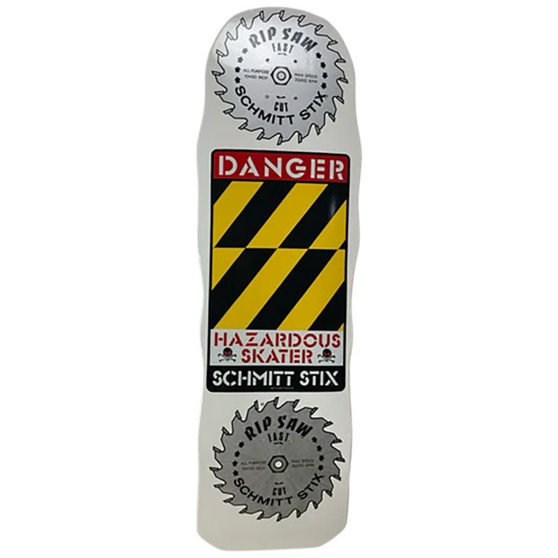 Schmitt Stix 10 x 33 WHITE DIP Danger Saw Skateboard Deck